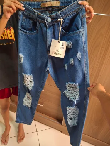 Calça Jeans feminina, cintura alta, tamanho 38