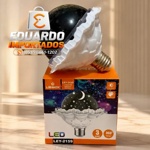 Lâmpada Colorida Giratória com Enfeites (Lua & Estrelas) Céu noturno