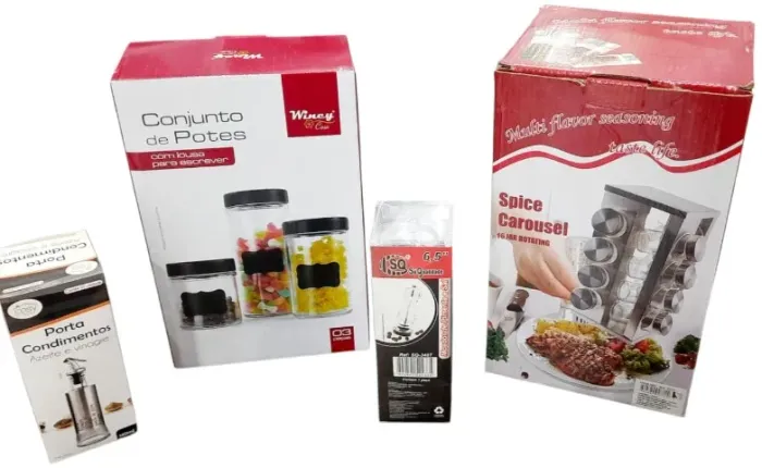 Kit Decor Cozinha: Organizador 16 Temperos + Jogo Potes Black Label