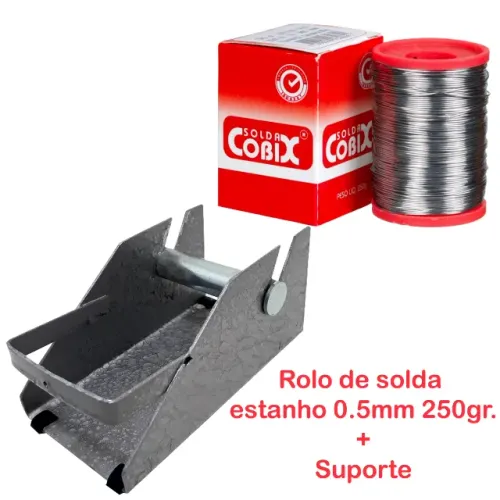 solda estanho 0.5mm cobix + suporte para carretel