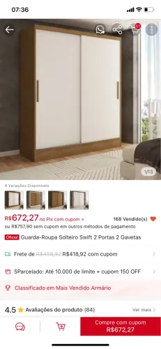 Guarda roupas 2 portas