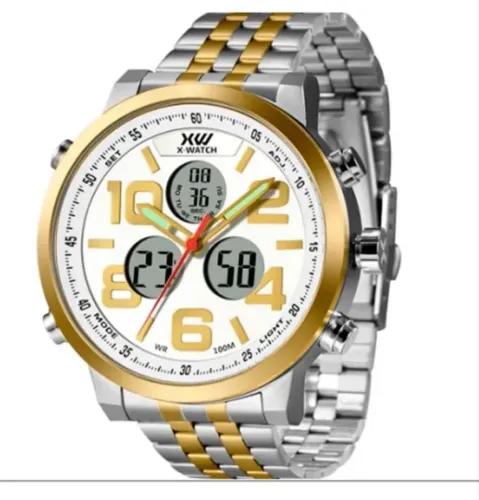 Relógio Masculino X-watch Anadigi Bicolor Aço Xmtsa002 B2sk