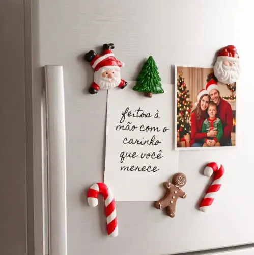 Kit 6 Ímãs De Geladeira Decorativos Natal Papai Noel Artesanal
