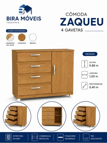 Cômoda Evidencia com Sapateira e 5 Gavetas zaqueu - Cinamomo