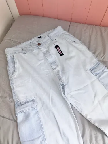 Calça jeans cargo useabink jeans claro
