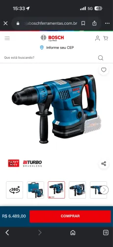 Martelete Bosch GBH 18V-36 C BITURBO Brushless Sem bateria