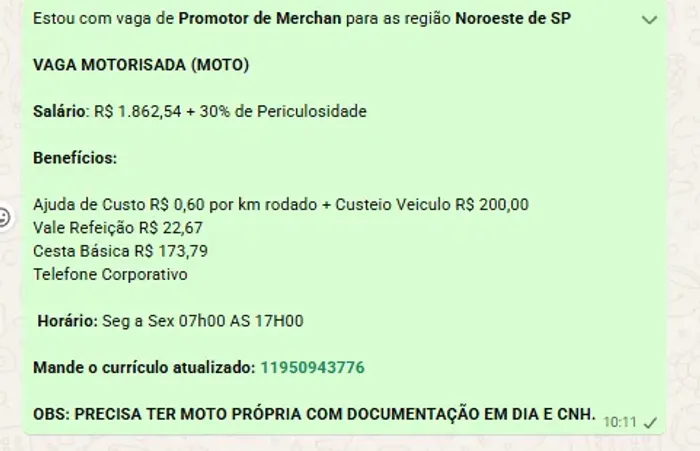 PROMOTOR DE VENDAS