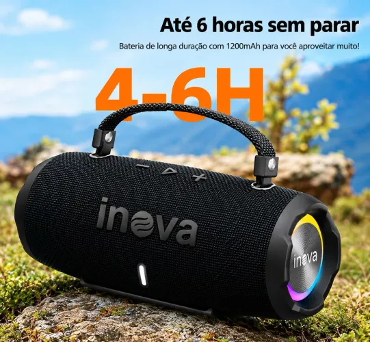 Caixa de Som Bluetooth Inova Portátil com LED RGB, Alça e Bateria de Longa Duração<br>