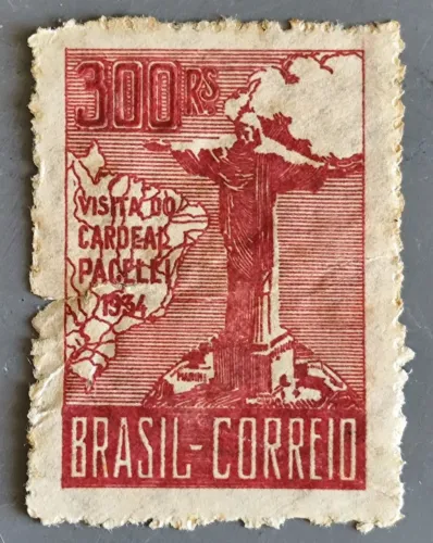 SELO POSTAL BRASIL - VISITA DO CARDEAL PACELLI -