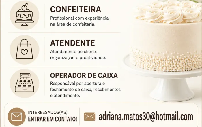 Confeiteira, Atendente de lanchonete e Operador de Caixa