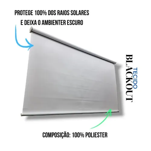 Cortina Rolo Blackout Lar 1,20 x 1,60 Alt Premium Top Creme/Direito