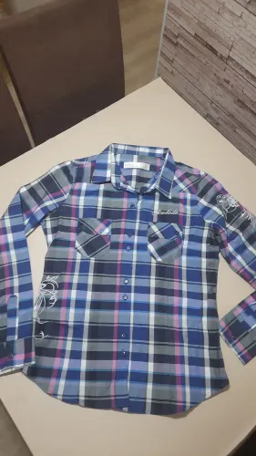 Vendo Camisa feminina xadrez azul RADADE, seminova G