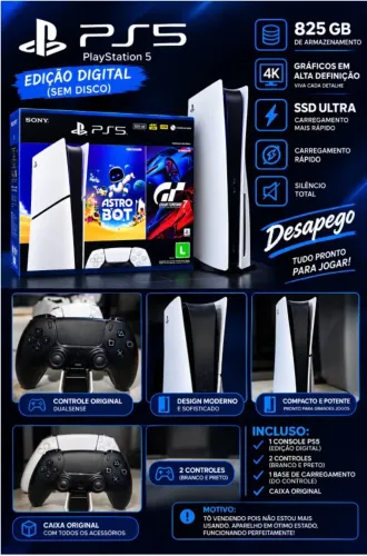PS5 Slim 825GB Digital + 2 Controles