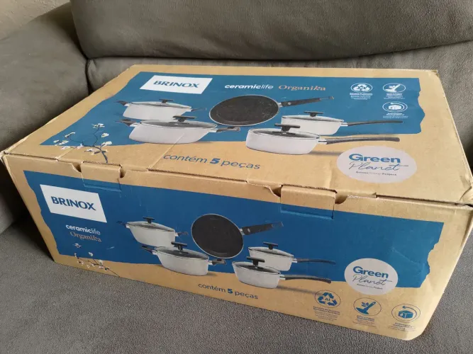 Conjunto de Panelas Brinox Cerâmica 5 Peças com Tampas