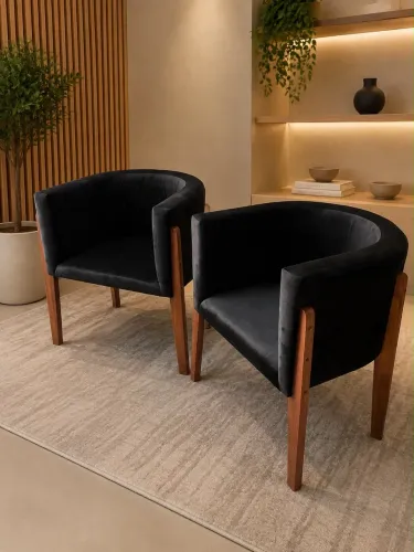 KIT COM 02 POLTRONAS BETINA PÉS MADEIRA,FAZEMOS VÁRIAS CORES