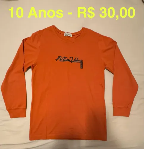 Camisa Infantil Manga Longa 10 anos