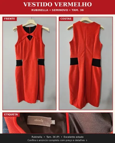 VESTIDO VERMELHO | Rubinella | Tam. 36 (P) ? SEMINOVO