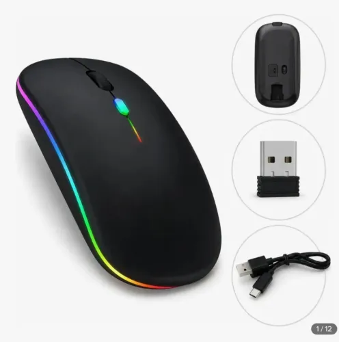 Mause sem fio RGB recarregável.