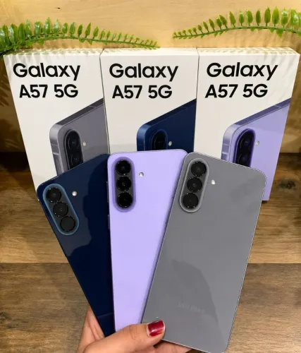 Samsung Galaxy A57, 256/8GB RAM, cores: azul escuro, azul claro, lilás e cinza, LACRADO.