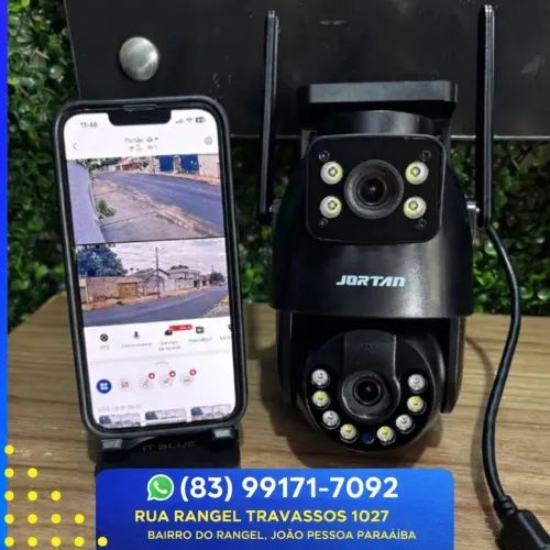 Câmera de Segurança Wi-Fi Yoosee Dupla 360° Full HD IP66 Prova D?água, cor preta
