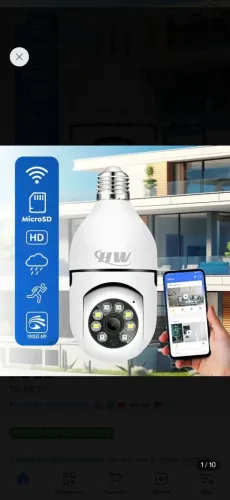 Câmera De Segurança Ip Wi-fi Lâmpada E27 Hw 360° Full Hd Com Visão Noturna