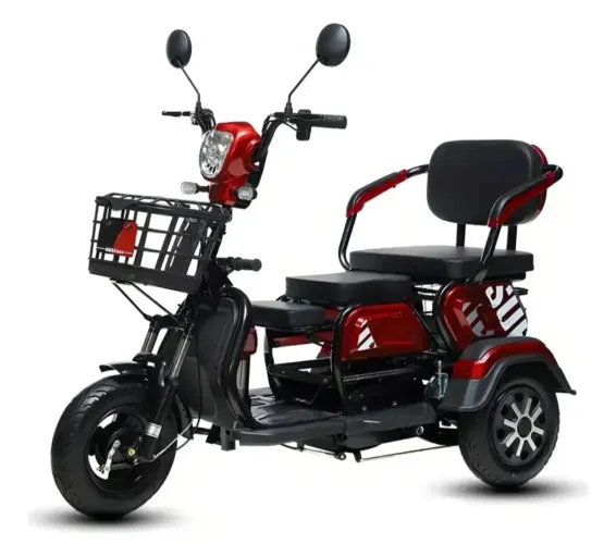 Triciclo Elétrico 750W Vermelho 3 Lugares com Alarme e Freio a Disco *