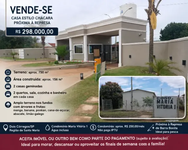 Casa Estilo Chácara Próxima à Represa de Barra Bonita SP 750M² condominio fechado