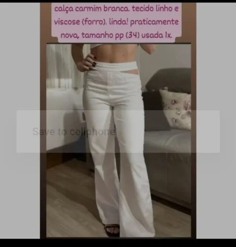 Calça em alfaiataria linho branca PP 34