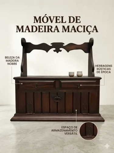 Banco Baú Antigo Em Madeira Nobre Maciça - Rústico / Colonial