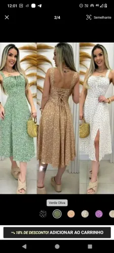 VENDO VESTIDO COR VERDE FLORAL, TAM GG NOVO