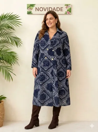 Vestido chemise plussize paisley TAM 52