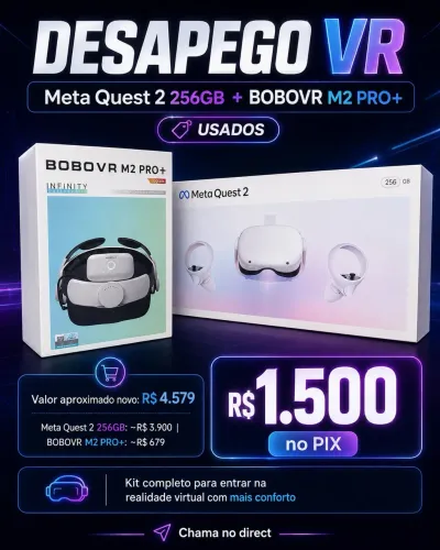 Meta quest II com bobo VR m2 Pro e Bateria