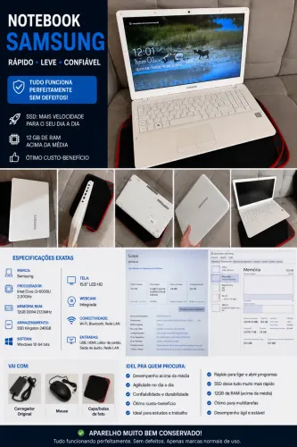 ? NOTEBOOK SAMSUNG ? RÁPIDO ? LEVE ? MUITO CONSERVADO