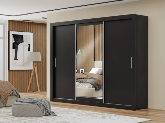 Roupeiro Manchester - 3 Portas de Correr e 4 Gavetas | Entrega Imediata