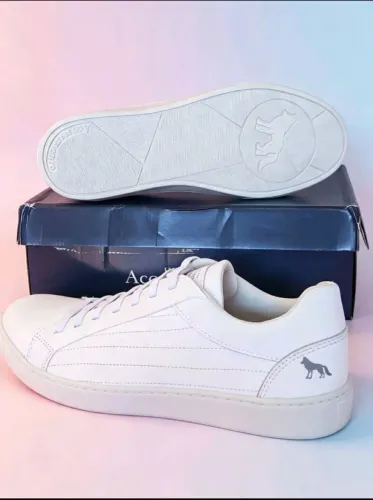 SAPATÊNIS DE COURO ACOSTAMENTO BÁSICO MASCULINO - Tamanho 43<br>