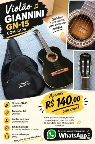 Violão Gianini Semi-novo com capa