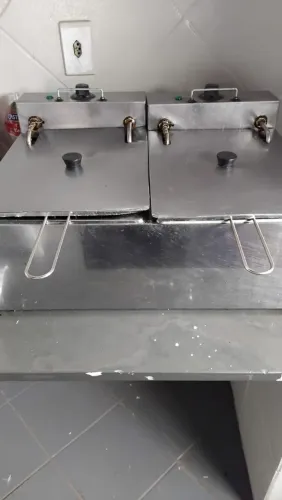 Fritadeira eléctrica industrial profissional inox 2 cubas 12 litros