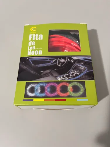 Fita de LED Neon Automotivo Fio EL 5 Metros Vermelho USB