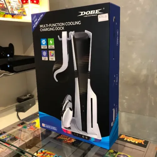 Base Multifuncional PS5 DOBE - Cooler 3 Velocidades + Carregador Duplo DualSense + RGB