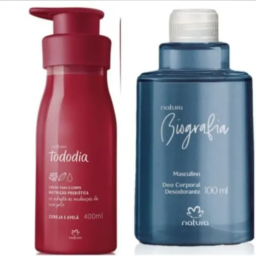 kit 2 unidades hidratante corporal tododia +1 refil desodorante biografia natura