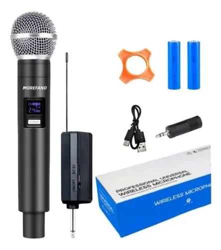 Microfone sem fio Bastão VHF Frequência Fixa Recarregável