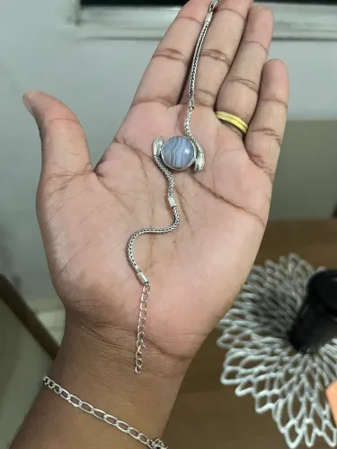Pulseira de prata pedra de ágata 
