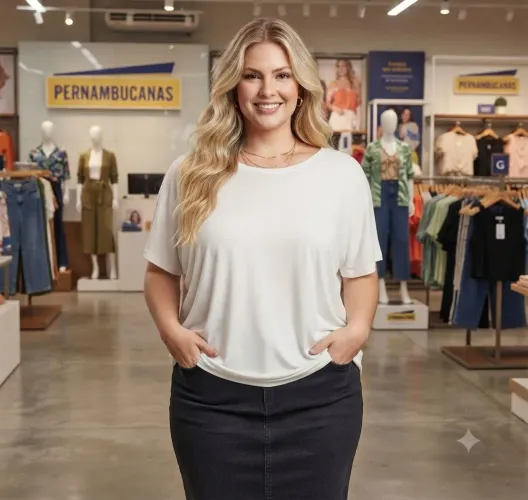 Blusa Branca Viva Plus Size - Tam 52