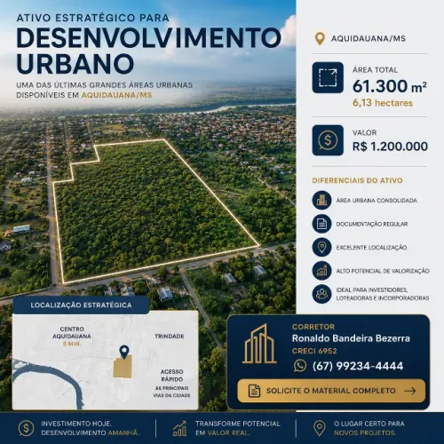 Área para Incorporação e Loteamento | 61.300 m² | Aquidauana