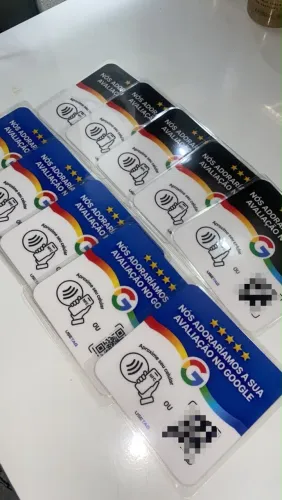 Placa de Avaliação Google NFC + QR Code