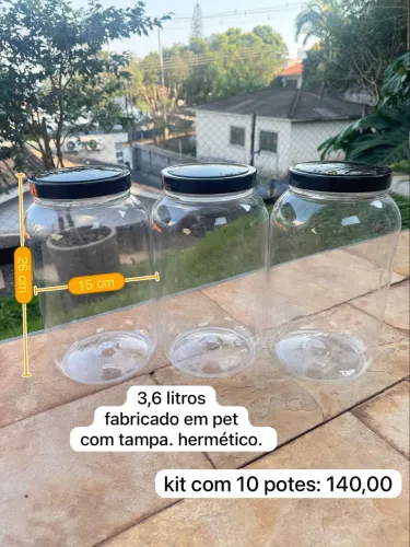 POTE MANTIMENTOS GRANDE 3,6 L tampa rosca preta 