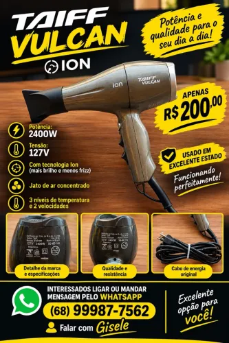 Secador Taiff Vulcan Ion 2400W 127V - Excelente Estado