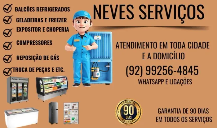 Concertos em geladeiras, freezer, expositores de bebidas. 
