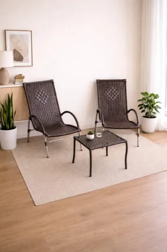 Cadeiras conjunto com mesa de centro 3 peças 