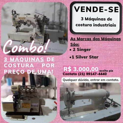 3 MÁQUINAS INDUSTRIAIS PARA COSTURA